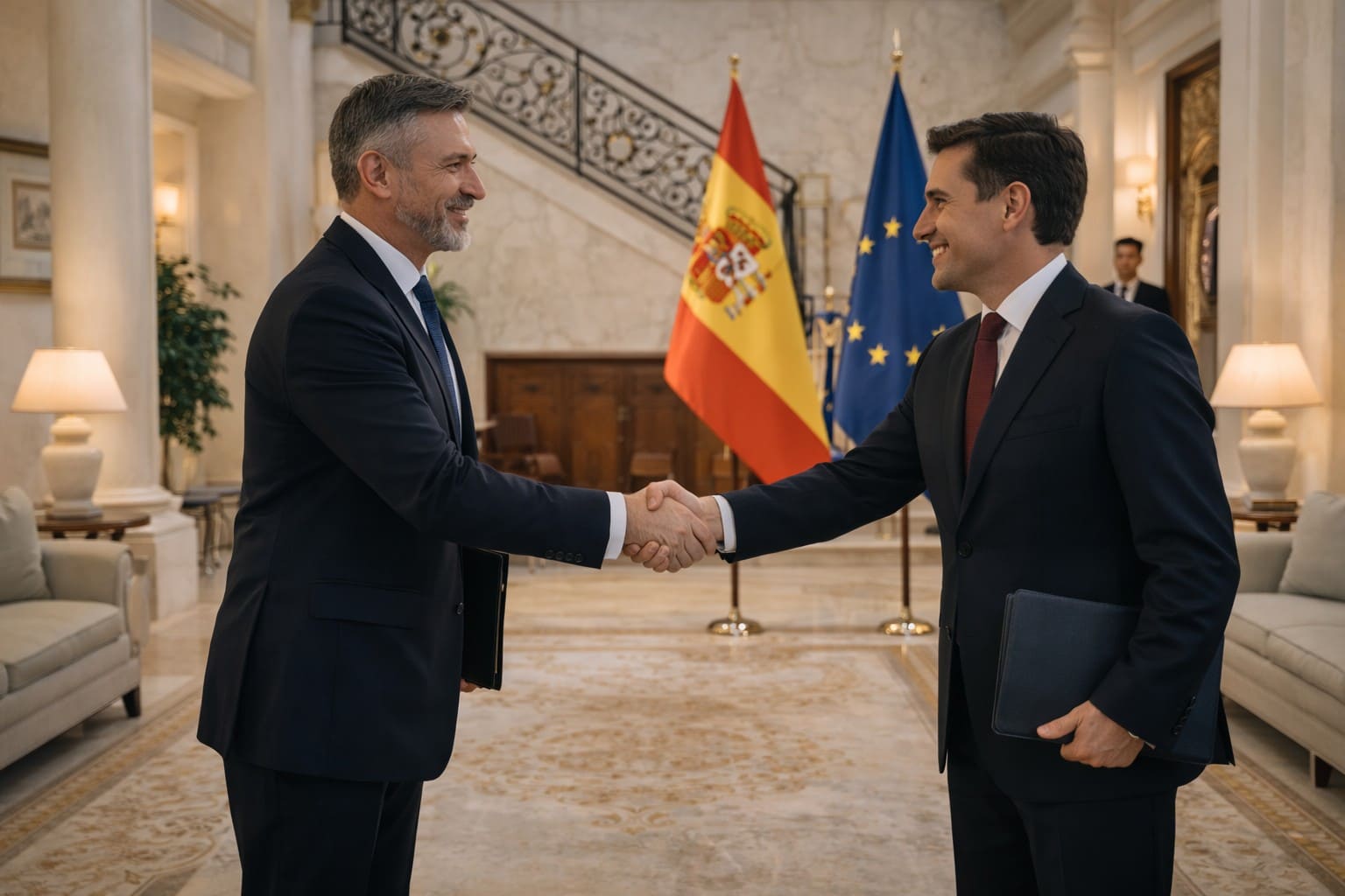 Reunión estratégica en una representación diplomática sobre protocolo, comunicación e imagen institucional