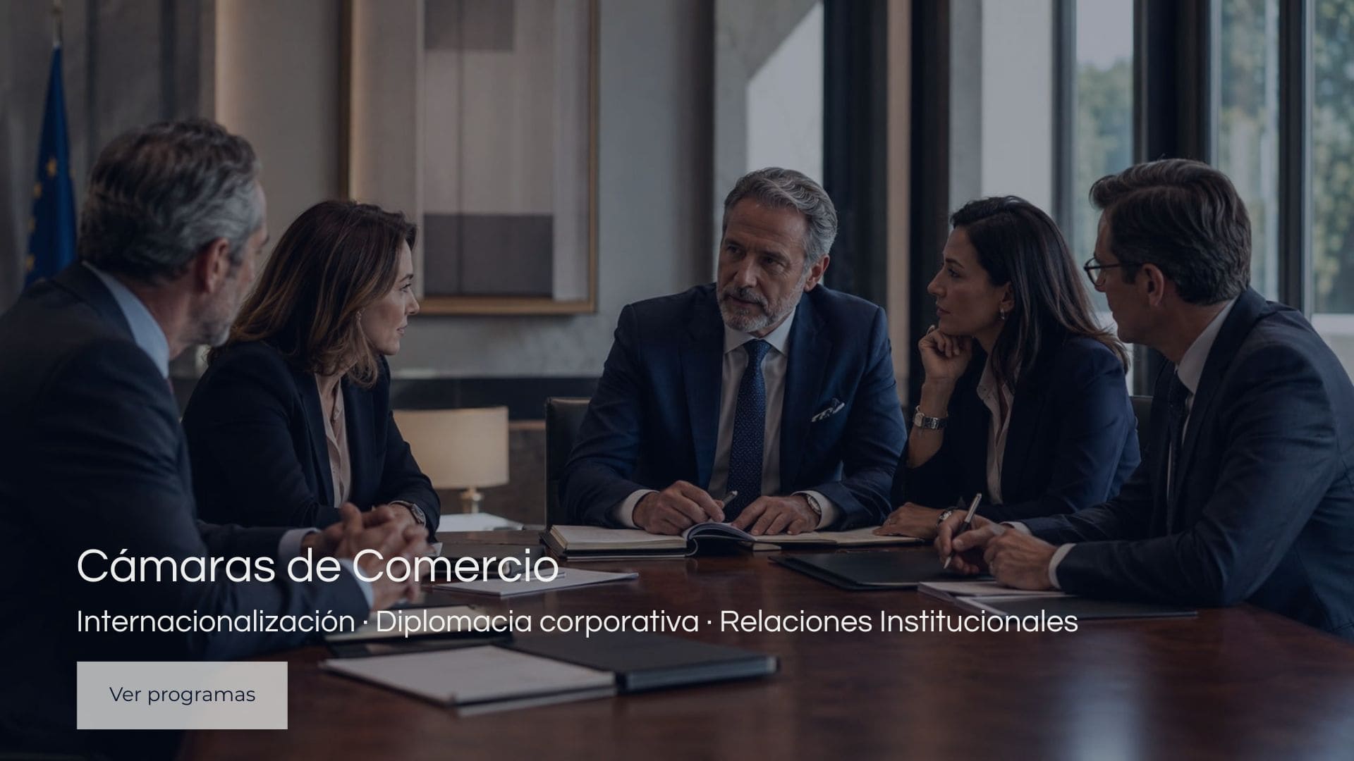 Sesión estratégica en una Cámara de Comercio sobre internacionalización, diplomacia corporativa y relaciones institucionales