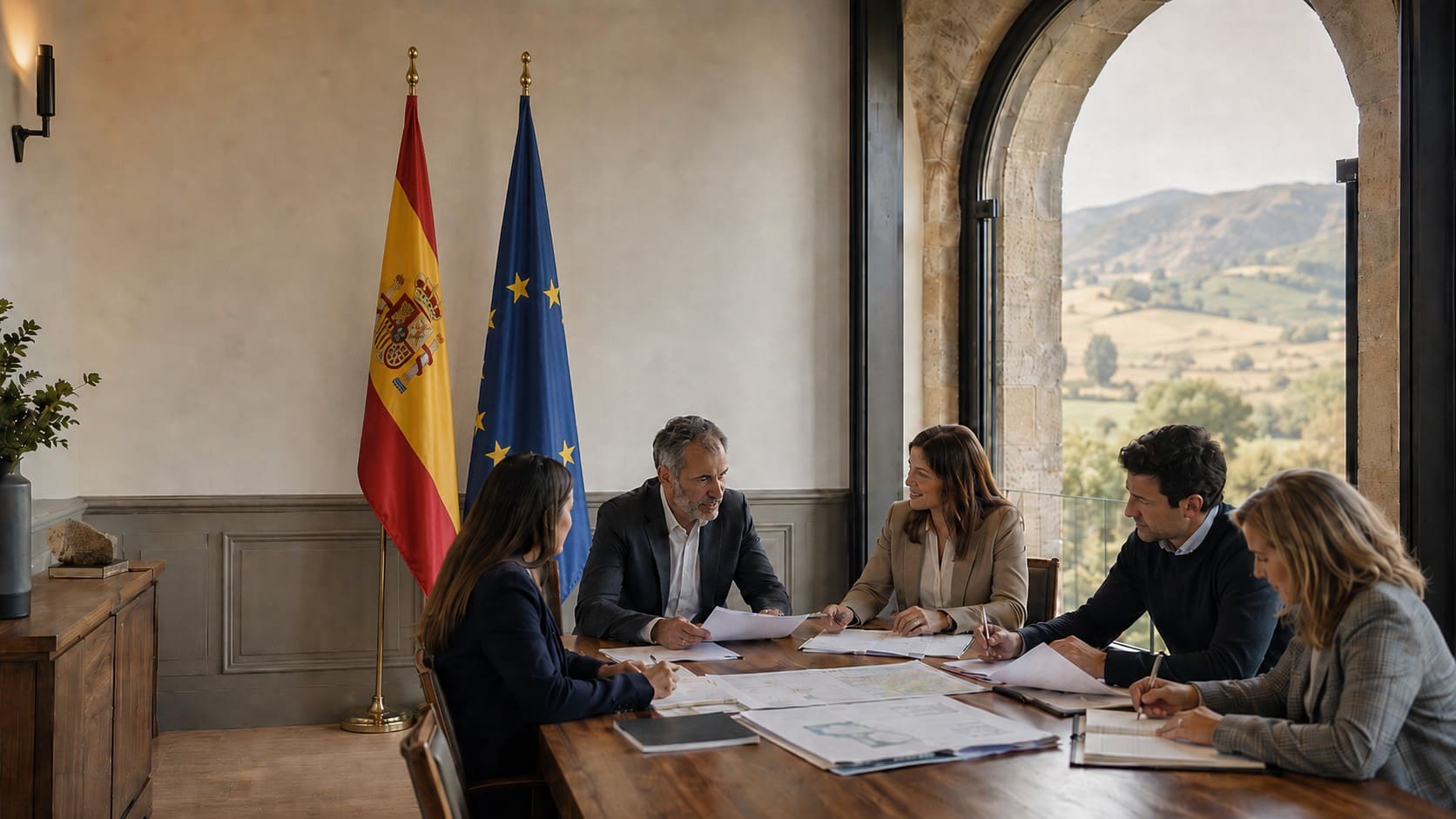Representantes de entidad local rural en reunión sobre gobernanza y comunicación pública