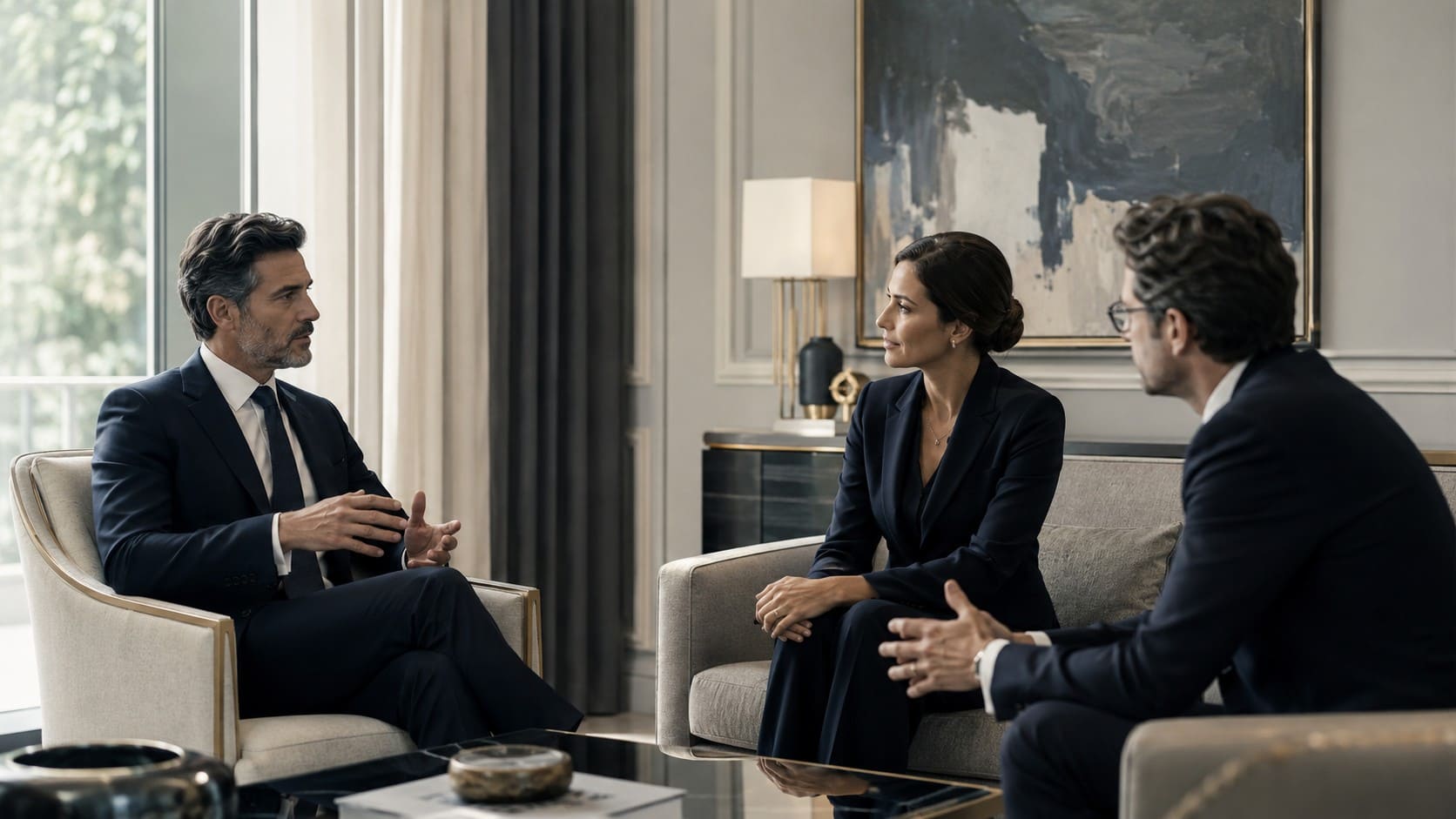 Strategic senior management meeting in an institutional and corporate setting