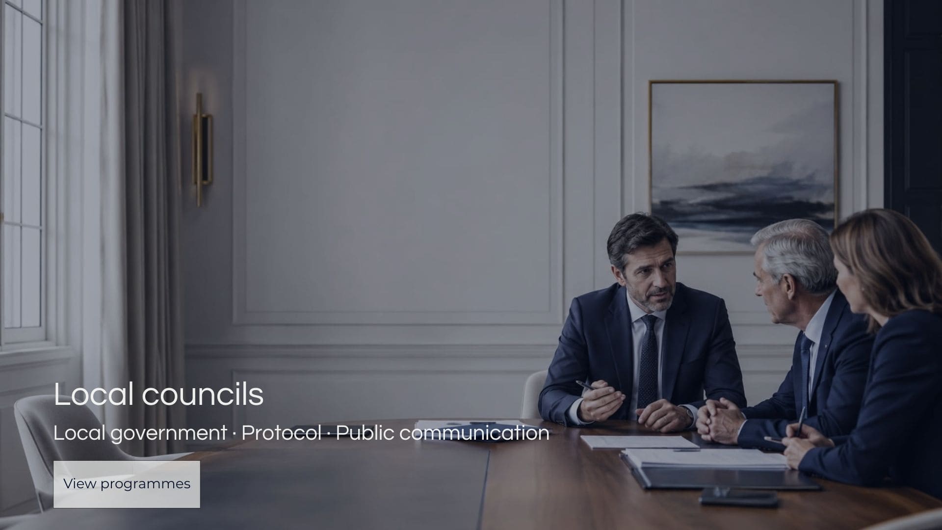 Strategic meeting in an institutional setting involving local councils and municipal governance
