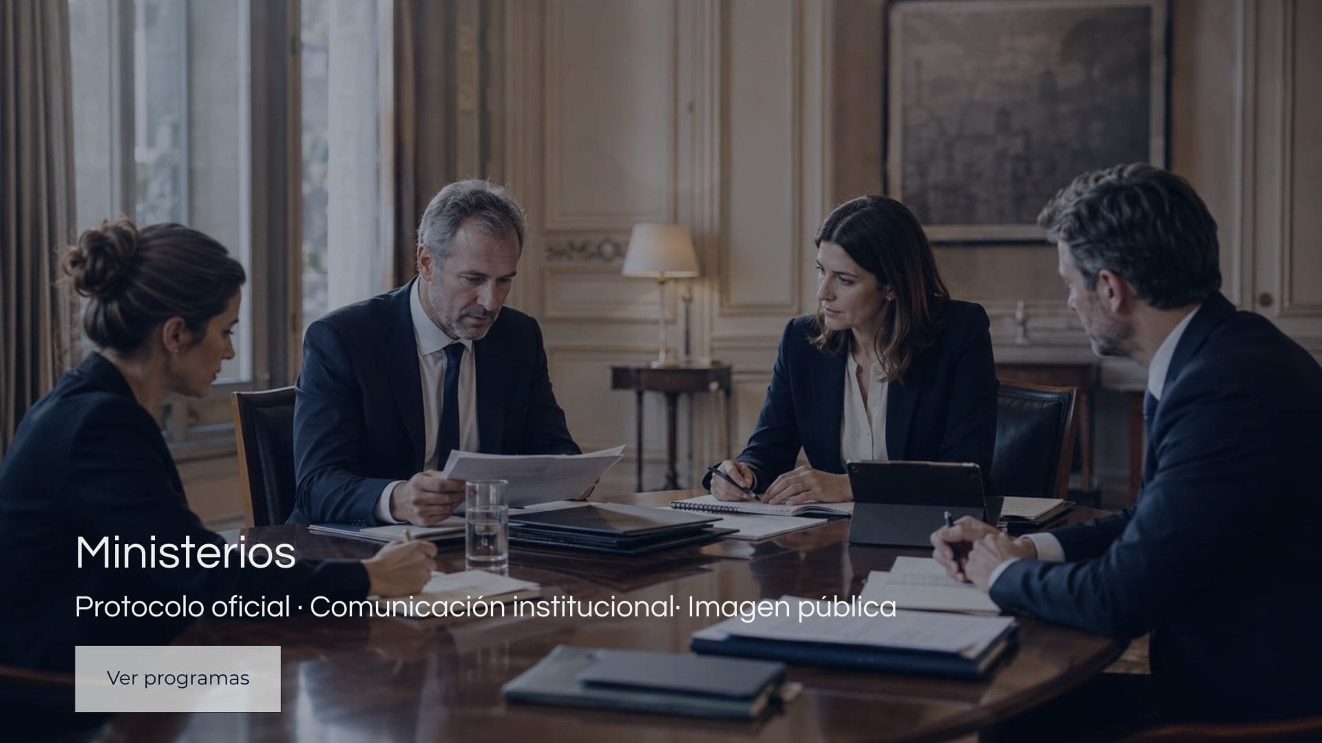 Reunión institucional de alto nivel sobre protocolo oficial, comunicación institucional e imagen pública en ministerios