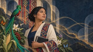 Ilustración mural contemporánea sobre Guatemala, cultura viva y soft power para la cooperación en América Latina.