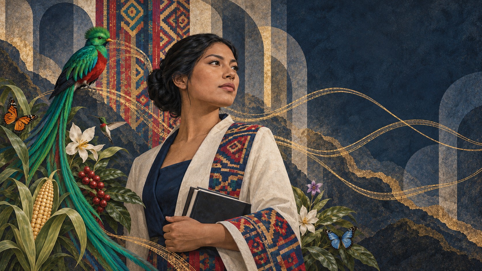 Ilustración mural contemporánea sobre Guatemala, cultura viva y soft power para la cooperación en América Latina.